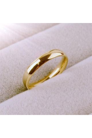 Altın Moda Paslanmaz Çelik Çift Yüzük Kadınlar İçin Basit Pürüzsüz Gül Altın Çelik Yüzükler 11 Altın