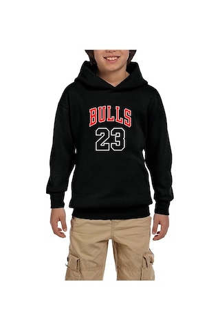 Zepplin Giyim Chicago Bulls 23 Siyah Çocuk Kapşonlu Sweatshirt Siyah