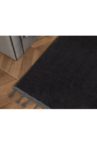 Madame Coco Carol Saçaklı Halı - Antrasit - 80x300 Cm 8684427051559 Gri 80 X 300 Antrasit