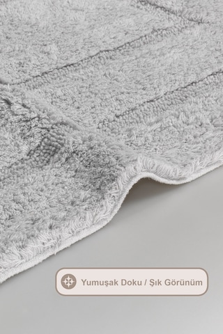 Elart Solid Banyo Halısı Paspas Takımı Pamuklu 2 Adet 60x100 Cm Gri Gri