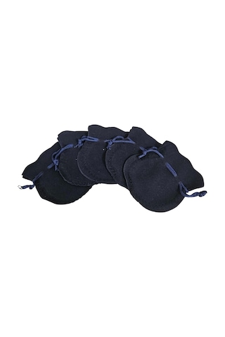 Kadife Kese Lacivert 50 Adet 8x9 2 Boy Takı, Altın Kesesi İpli & Büzgülü