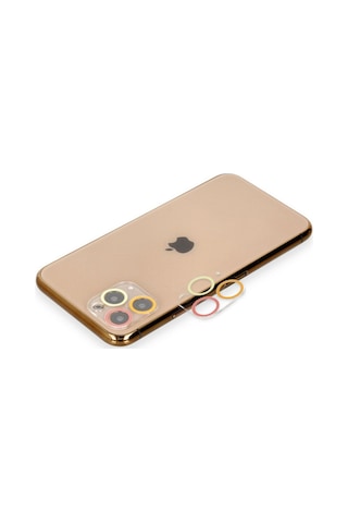 İphone 11 Pro Renkli Kamera Lens Koruma Cam - Turuncu-kırmızı