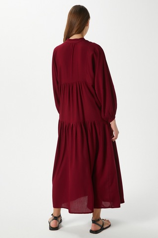 Prive Kadın Base %100 Viskon Bordo Maksi Boy Yazlık Elbise