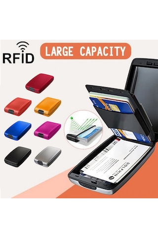 Hangfox Alüminyum Rfıd Korumalı Çok İşlevli Kart Çantası - Para Ve Kart Saklama Cihazı - Gümüş Renkli Gümüş