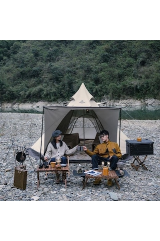 Naturehike Ranch 4 Kişilik Piramit Lüks Kamp Çadırı Bej