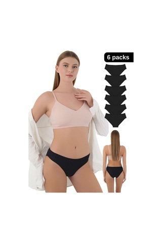 Cnt Kadın / Kız Külot Likralı Penye 6'lı Premium Paket Siyah Siyah