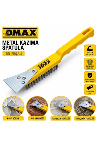 12 Adet 2ın1 Çelik Tel Fırça - Metal Kazıma Spatula 270mm 5690