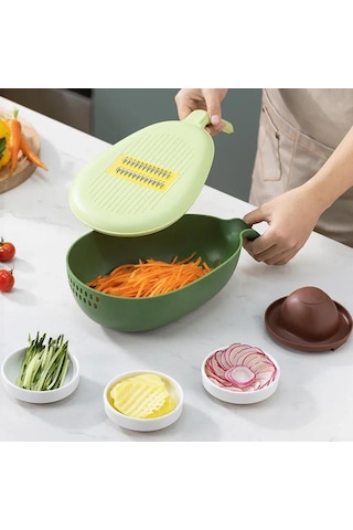 Altı-in-bir Çok Fonksiyonlu Mandolin Dilimleyici Patates İpek Rendesi Dilimleyici Sarı