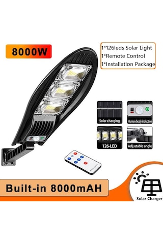 10000w Yükseltilmiş 168led Güneş Enerjili Sokak Lambası Açık Su Geçirmez Led Bahçe Duvarı İçin 10000mah C-8000w