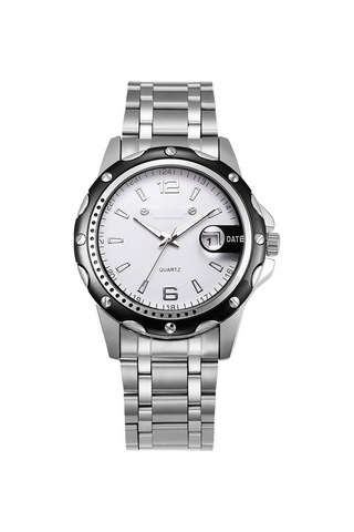 Xindoker Erkekler İçin Sulu Dayanıklı Klasik Kol Saati, Takvimli Büyük Dial, Ticari Kuvars Saat, Beyaz Dial Ve Çelik Kayışlı-2 Altın