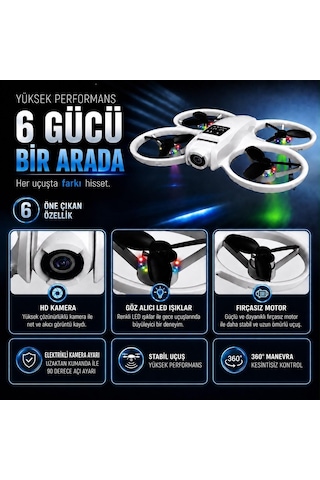 L88 Hd Kamera Ledli 360 Dönebilen Optik Akış Sabitleme Ve Başsız Modlu Drone