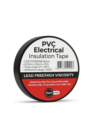 Profesyonel Siyah Pvc Elektrik Bandı - 600v Dayanıklı Yüksek Kalite İzolasyon Bandı 18 Mm X 10 M 1 1 Adet