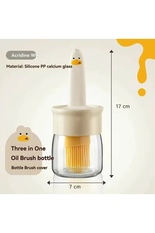 Yuntech01 Glasya Gıda Seviyesi Silikon Fırçalı Yağ Dağıtıcı - Isı Dayanıklı, Dışarıda Barbekü Ve Piknik İçin, Beyaz Çok Renkli