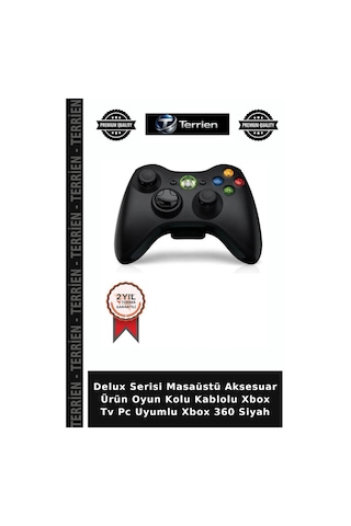 Delux Serisi Masaüstü Aksesuar Ürün Oyun Kolu Kablolu Xbox Tv Pc Uyumlu Xbox 360 Siyah
