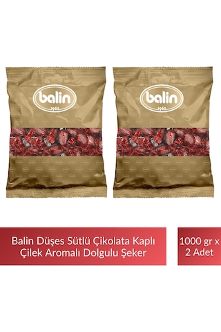 Balin Düşes Çikolata Kaplı Çilek Aromalı Sert Şeker 1000 Gr X 2 Adet