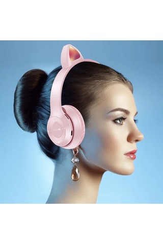Rosepremium P47M Bluetooth 5.0 Kedi Tasarımlı Katlanabilir  Kulak Üstü Kulaklık