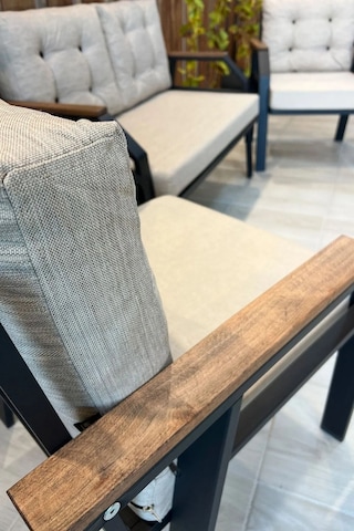 Ard & Garden 2 1 1 Balkon Takımı, Çay Seti, Metal Koltuk Takımı, Bahçe Takımı, Bahçe Mobilyası Bej