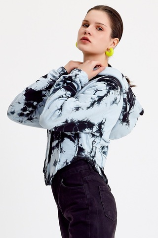 JAHR MARC Batik Yıkamalı Korseli Mavi Sweatshirt