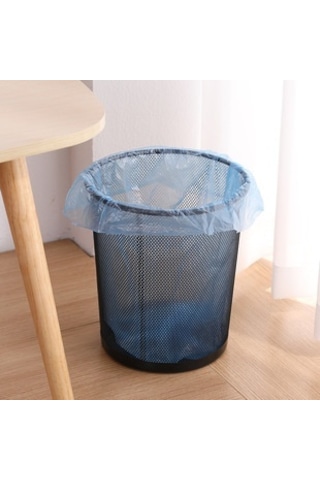 Ev Tipi Demir Çöp Kovası Yuvarlak Metal Hasır Çöp Kovası 12 Litre - Siyah 01 Siyah