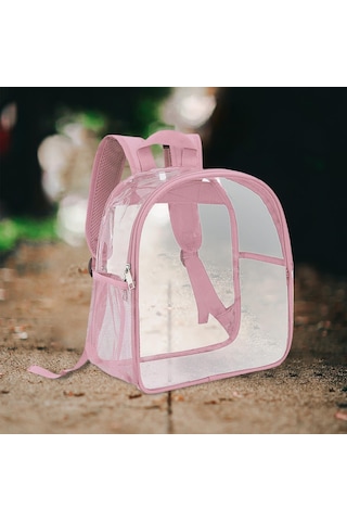 Homyl Şeffaf Sırt Çantası Pvc Mini Dayanıklı Gizli Sakli Pembe