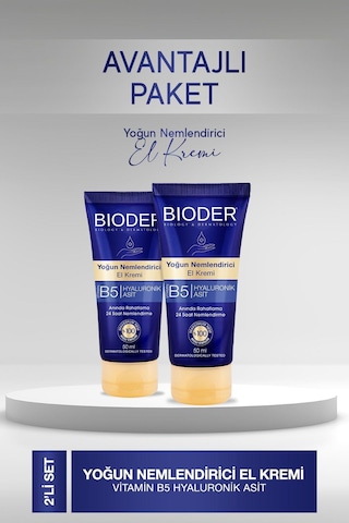 Bioder Yoğun Nemlendiricili El Kremi 50 Ml 2 Adet