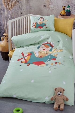 Bonjardinhome Pilot Dijital Baskılı 3d Pamuklu Bebek Nevresim Takımı Yeşil