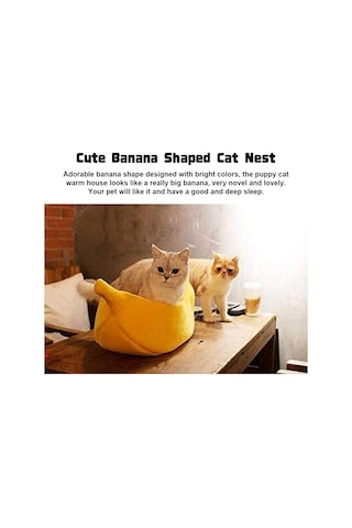 Leezsing Sevimli Muz Şeklinde Kedi Yuvası Evcil Hayvan Yatağı Yavru Kedi Sıcak Ev Yatağı Kış İçin Yumuşak Sıcak Kedi Yatağı Sevimli Evcil Hayvan Malzemeleri