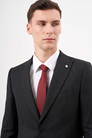 Morven Erkek Siyah Poliviskon Trend Desenli Slim Fit Sivri Yaka Takım Elbise 25mc001002001 Siyah
