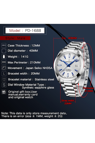 Pagani Design Pd-1688 Aqua Terra Erkek 40mm Retro Japonya Nh35a Otomatik Mekanik 100m Su Geçirmez Safir Çelik Saat Beyaz Diğer