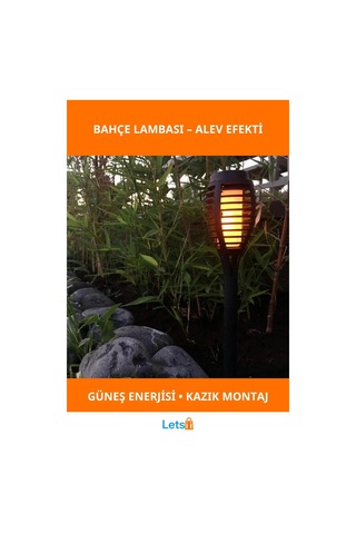 Güneş Enerjili Su Geçirmez Alev Efektli Bahçe Lambası Çok Renkli