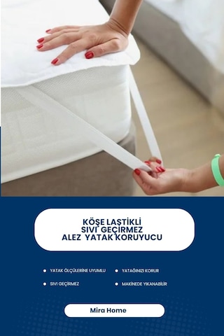 Sıvı Su Geçirmez Alez Yatak Koruyucu Pamuklu Köşe Lastikli Beyaz
