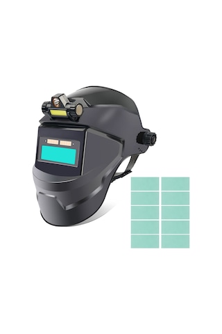 Hallow Geevorks  Led Işık İle Kaynak Kaskı Otomatik Kararan Güneş Enerjili E24883-1