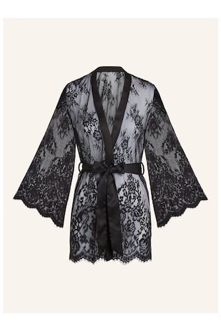 Hunkemöller Kimono Isabelle, Şeffaf, Kurdeleli, Geniş Kollu, Özel Koleksiyon Siyah