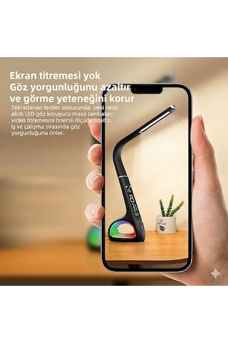 Taşınabilir Ticaret Led Masa Lambası, Rgb Aydınlatma, Akıllı Va Ekran, Dokunmatik Ayar, Göz Koruma Özellikli, 1200mah Şarjlı Pil, 3 Renk Seçeneği İle Çalışma Lambası S2311 Siyah Diğer