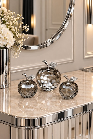 Modern 3 Lü Kristal Özel Kutulu Elma Model Süs Eşyası Obje Ev Aksesuar Gümüş Modern 3 Lü Kristal Özel Kutulu Elma Model Süs Eşyası Obje Ev Aksesuar Gümüş