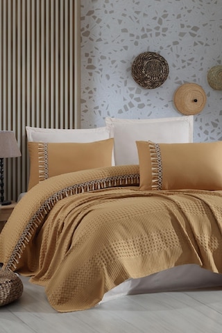 Clasy Çift Kişilik Butik Pike Takımı Bohemline V6 Hardal