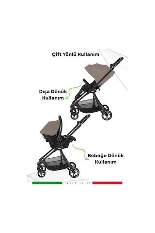 Prego Toronto Plus 2232 Çift Yönlü Katlanabilen Travel Sistem Bebek Arabası 22 Kg Taşıma Kapasitesi Kahve