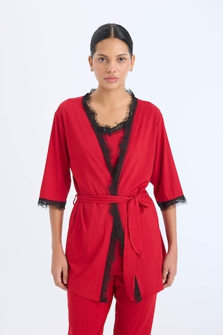 Defacto Fall İn Love Yılbaşı Temalı Wrap Yaka Yarım Kol Kuşaklı Sabahlık B7696ax23wnrd119 Kırmızı