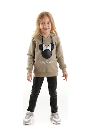 Minnie Mouse Supermino Minnie Lisanslı Kız Çocuk Kapüşonlu Sweatshirt Ve Deri Tayt 2'Li (552858075)