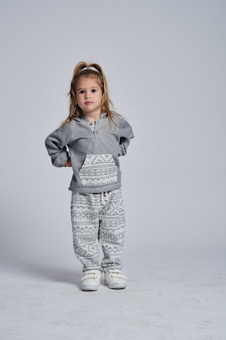 Etnik Desen Kanguru Cepli 2 Li Takım Gri