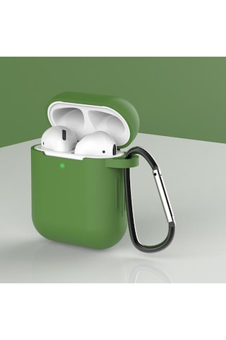 Apple Uyumlu Airpods Silikon Kılıf 1 Ve 2 Nesil Koruma Kılıf Açık Yeşil Açık Yeşil
