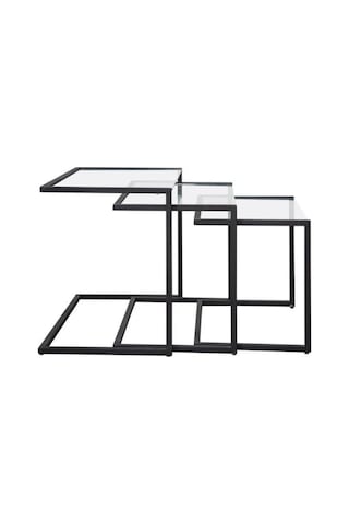 Crux Üçlü Camlı Zigon Sehpa Siyah