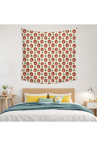 Noel Desenli 59x59 İnç Kare Duvar Halısı, Yumuşak Kumaş, Oturma Ve Yatak Odası Dekoru İçin