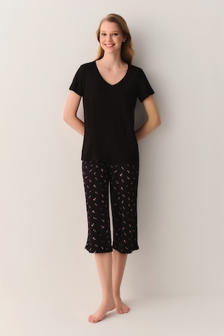Suwen Chloe Kapri Şort Pijama Takımı Sh26631659911 Siyah