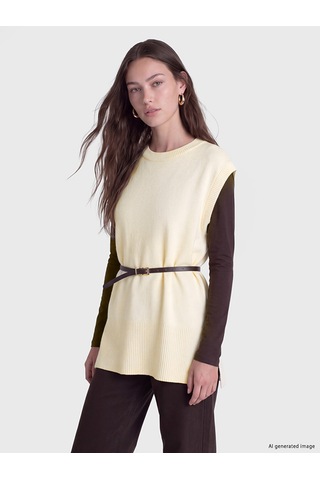 Lcw Modest Ekru Beli Kemerli Kadın Triko Süveter