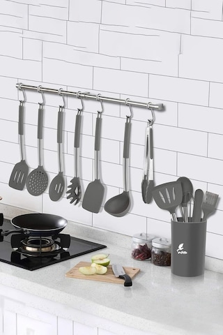 Guojin 26 Parça Paslanmaz Çelik Silikon Uçlu Spatula Mutfak Seti Gri Çok Renkli