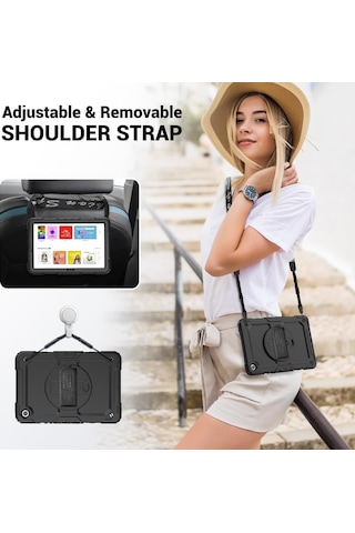 Samsung Galaxy Uyumlu Tab A9 Plus 11 İnç Sm-x210 Kılıf Askılı Zırh Tank