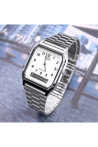 Casio Aq-230a-7bmq Retro Quartz Çelik Gri 28 Mm Erkek Kol Saati