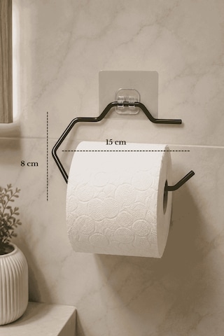 Edora Home Siyah Yapışkanlı Metal Tuvalet Kağıdı Askısı, Delmeden Montaj Banyo Wc Kağıt Havluluk Tuvalet Kağıtlığı