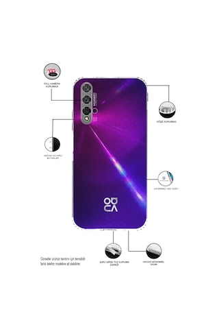 Huawei Honor Nova 5T Kamera Korumalı Tıpalı Silikon Şeffaf Kılıf